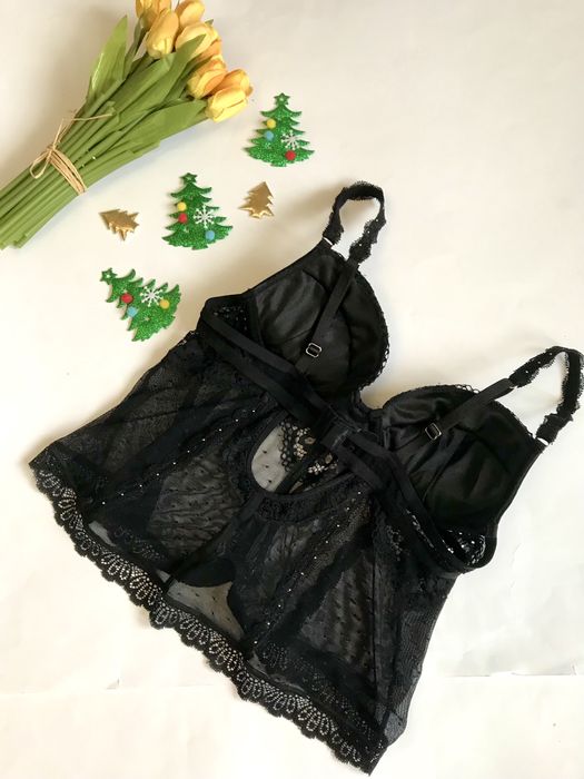 Бюстьє Чорне. Мереживо. Push up. 75 A.