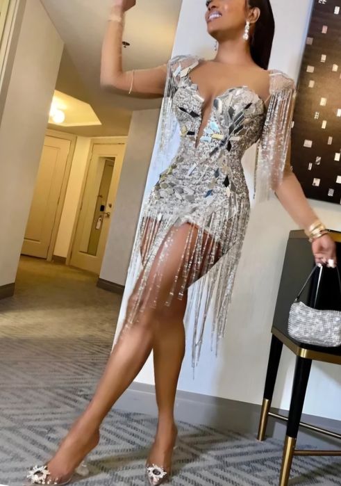 Piękna sukienka kryształ cyrkonie rozm S/M Nowa