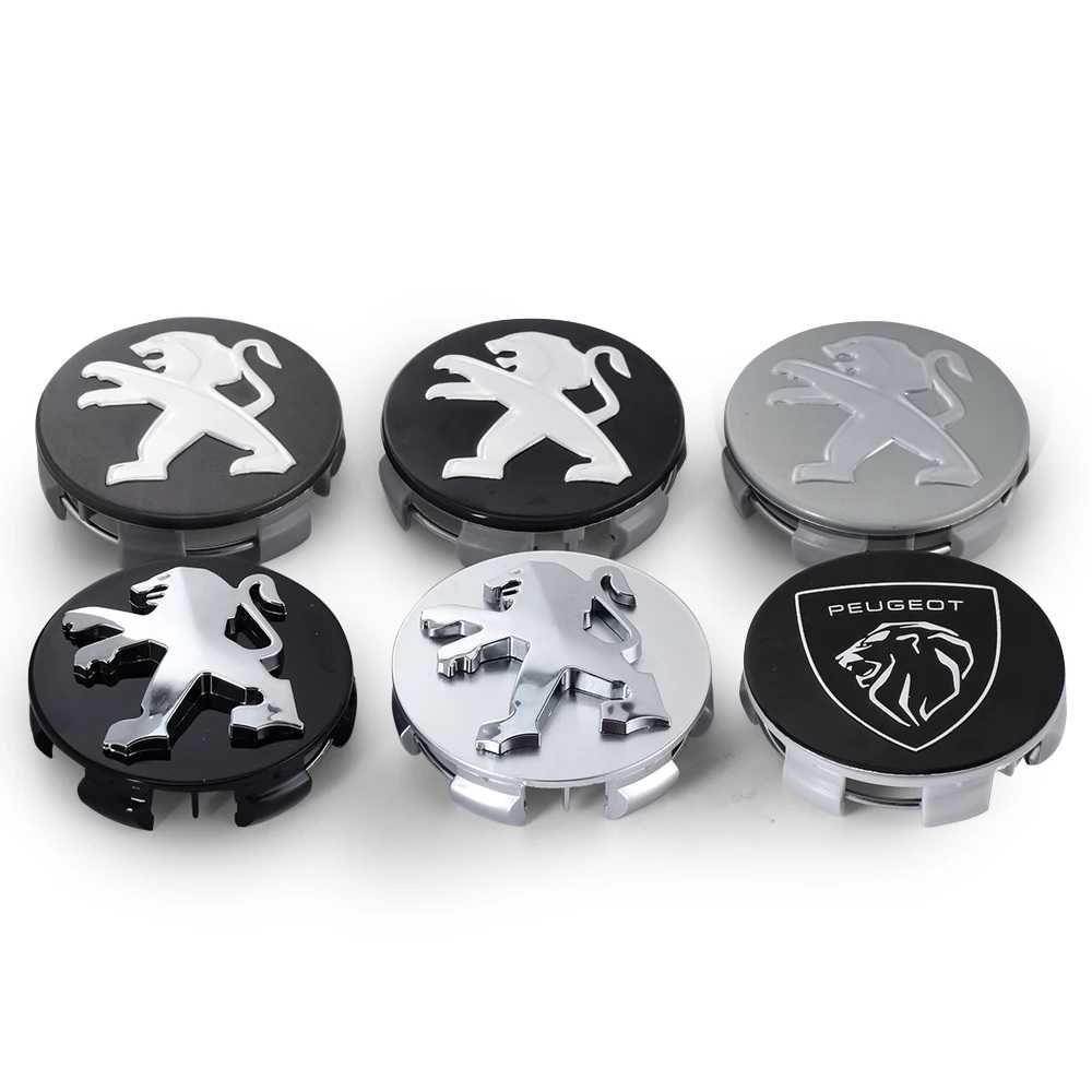 Centros/tampas de jante completos Peugeot com 56, 60, 65 e 68 mm