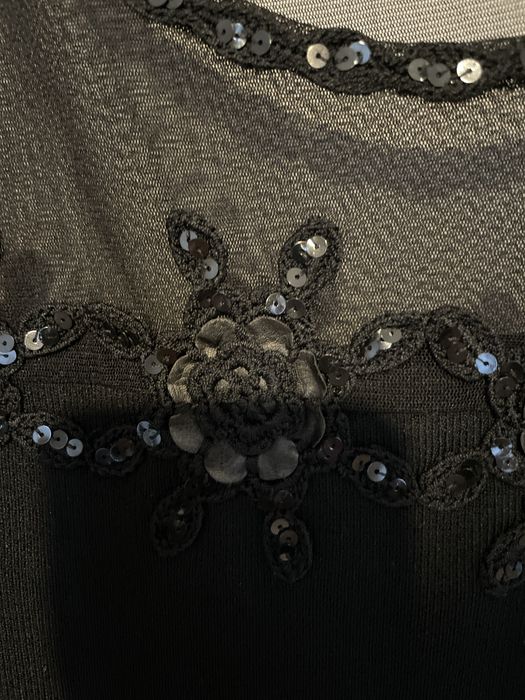 Czarny top przezroczysty z cekinami impreza