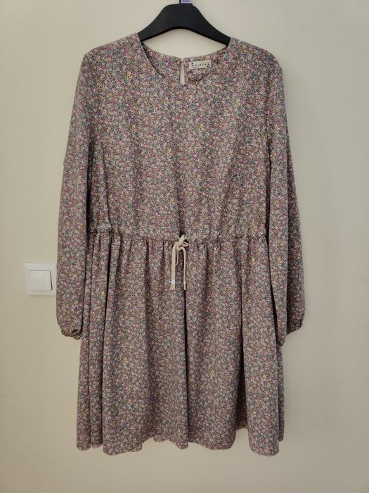 Sukienka polski producent Malecka 42 print kwiaty wesele chrzciny komu