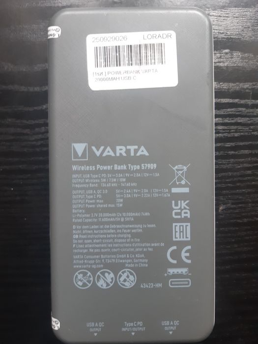Powerbank VARTA 20000 mAh