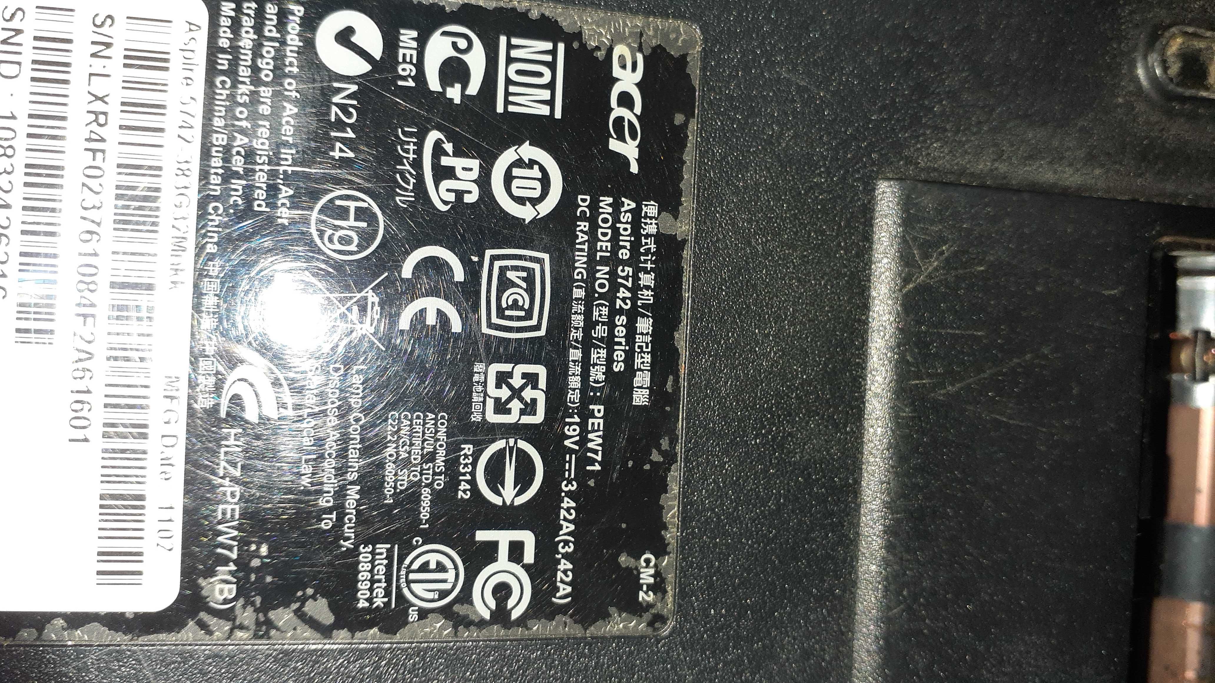 Płyta główna od laptopa Acer Aspire 5742 + chłodzenie w pałni sprawna