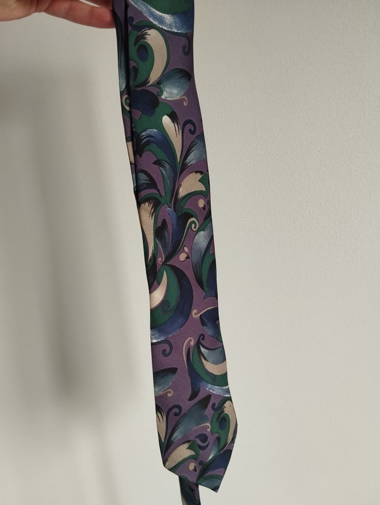 Krawat jedwabny 100% silk kolorowy, lila 9cm Da Vinci