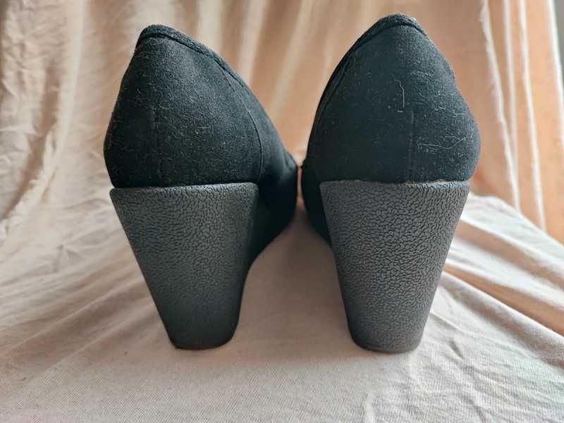 Buty koturny czarne F&F rozmiar 39, mokasyny na koturnie