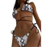Sexy Dwuczęściowy Strój Kąpielowy BIKINI Skóra Węża z Wiązaniami - M