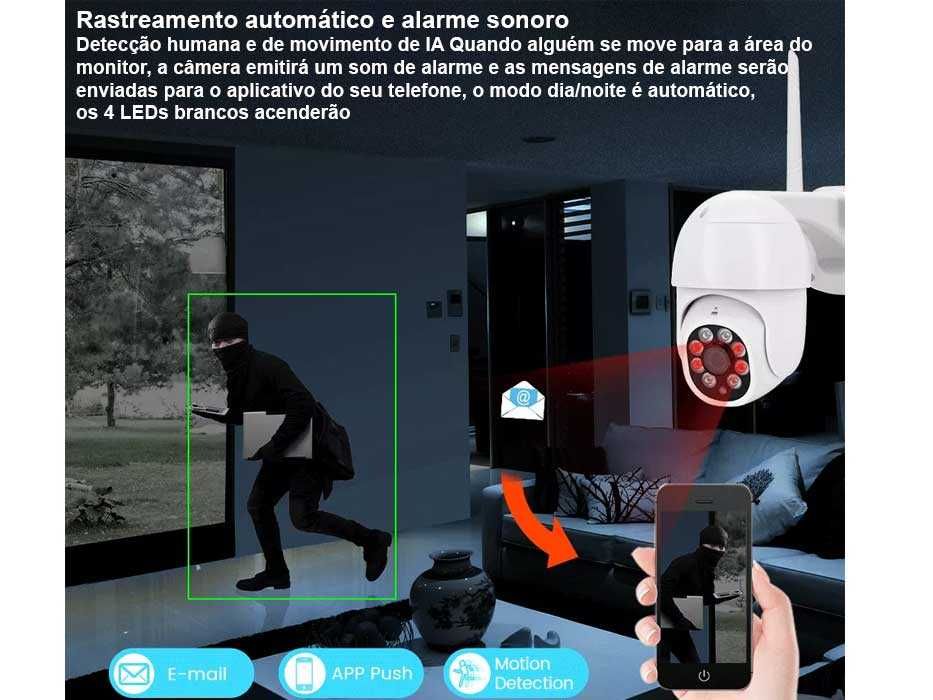 Câmara Vídeo Vigilância Exterior CCTV Visão Noturna Sem Fios WiFI NOVO