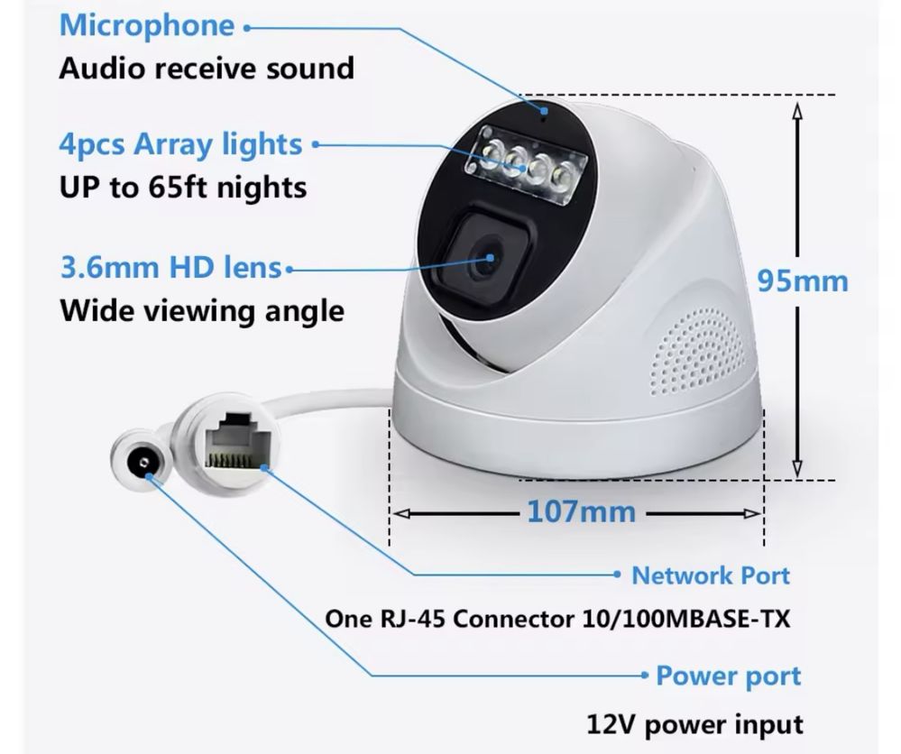 Камера  4mp/2.8mm/PoE/микрофон/Onvif/LED подсветка