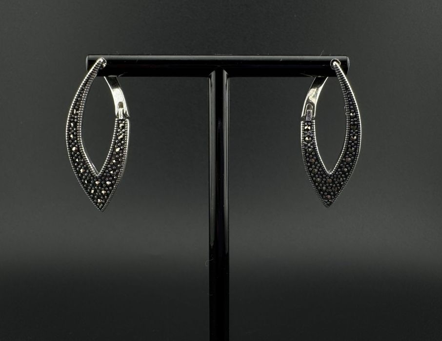 Kolczyki długie srebrne pr.925 z markazytami