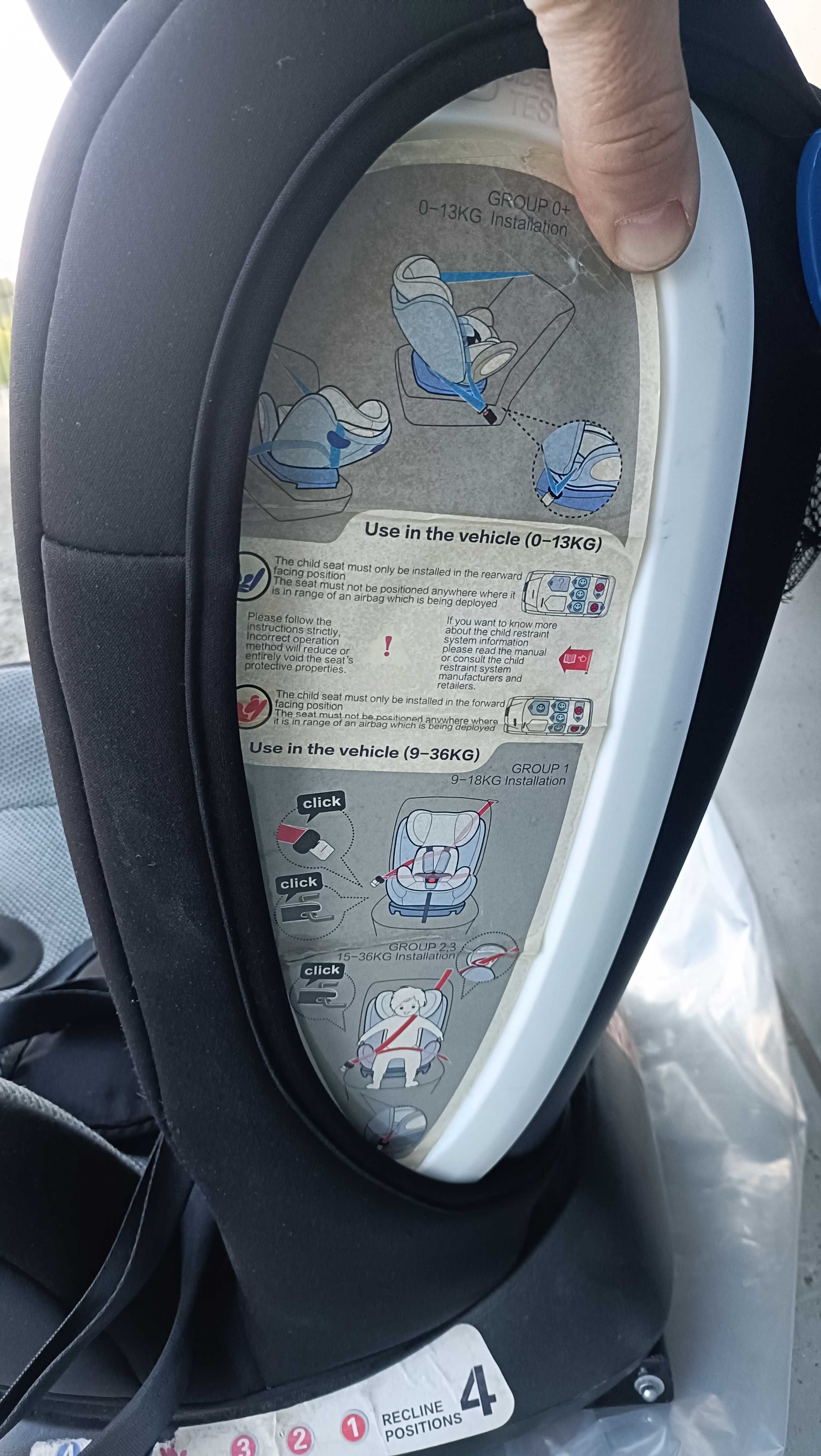 fotelik samochodowy baby safe ISOFIX 0-36kg mocowany przodem i tyłem