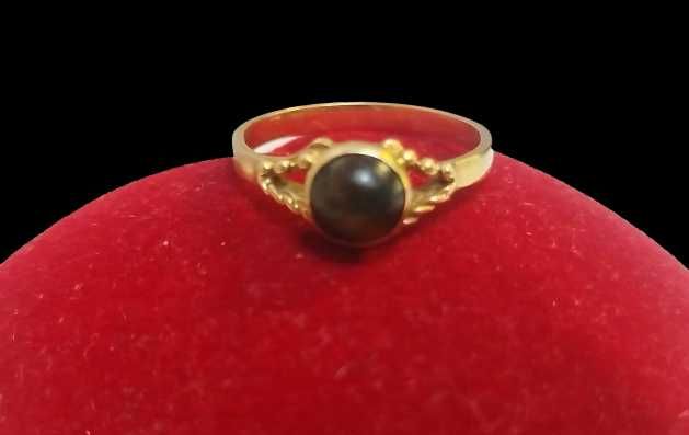 Ponadczasowy złoty pierścionek kocie oko Proba 585 2,07G Rozmiar 15