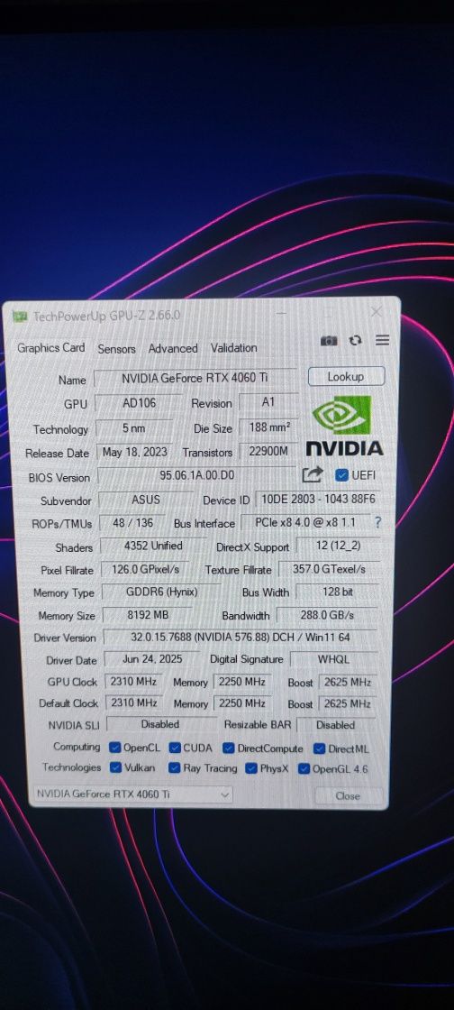 Asus RTX4060Ti 8GB OC