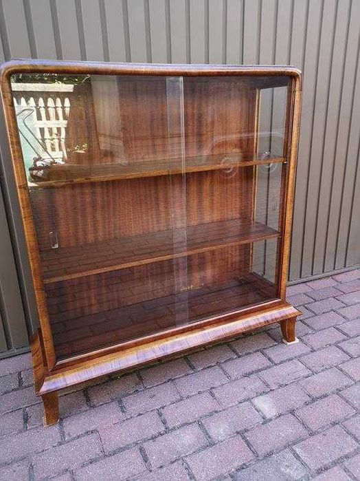 Witryna Serwantka Biblioteka ART-DECO Orzech Stara Antyk Po Renowacji.