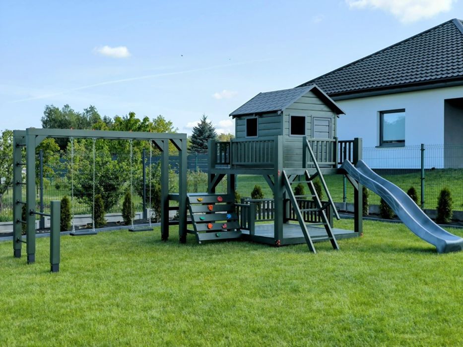 Plac zabaw dla dzieci mini siłownia drewno