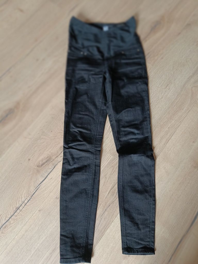 Spodnie skinny czarne jeansy mama ciążowe h&m r.34