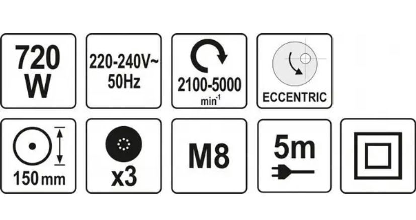 Ексцентрикова шліфмашинка/Полірувальна машина Yato YT-82200 720W