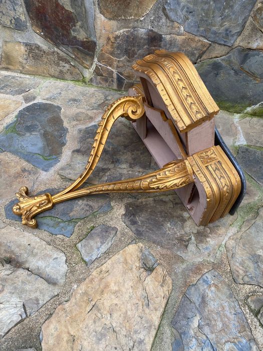 Mísula talha dourada com gaveta e pedra mármore 56 cm