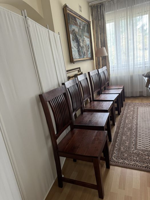 6 krzeseł lite drewno brązowe Jysk