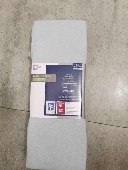 2x Prześcieradło livarno Lidl miętowe niebieskie 90 x 200 z dżerseju z