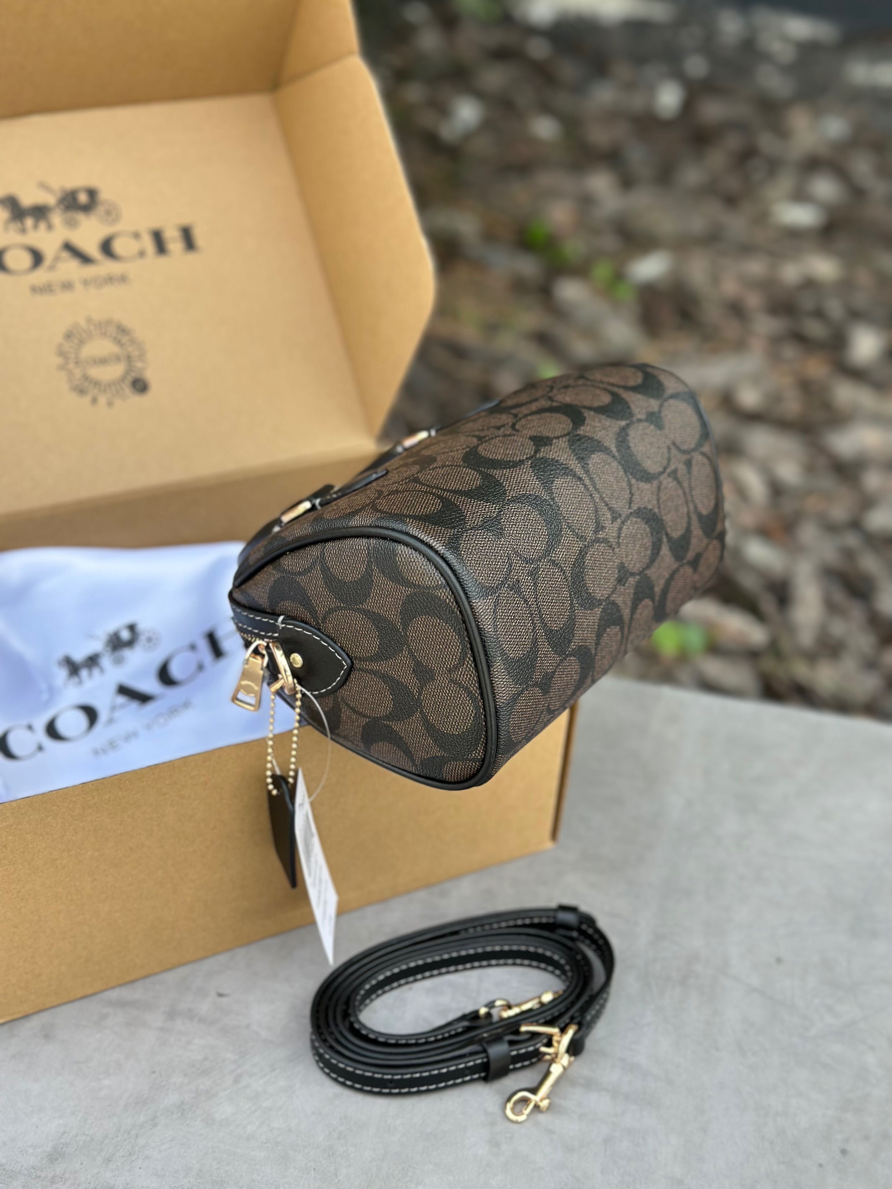 Сумка Coach Rowan Brown жіноча шкіряна коричнева сумка коач рован