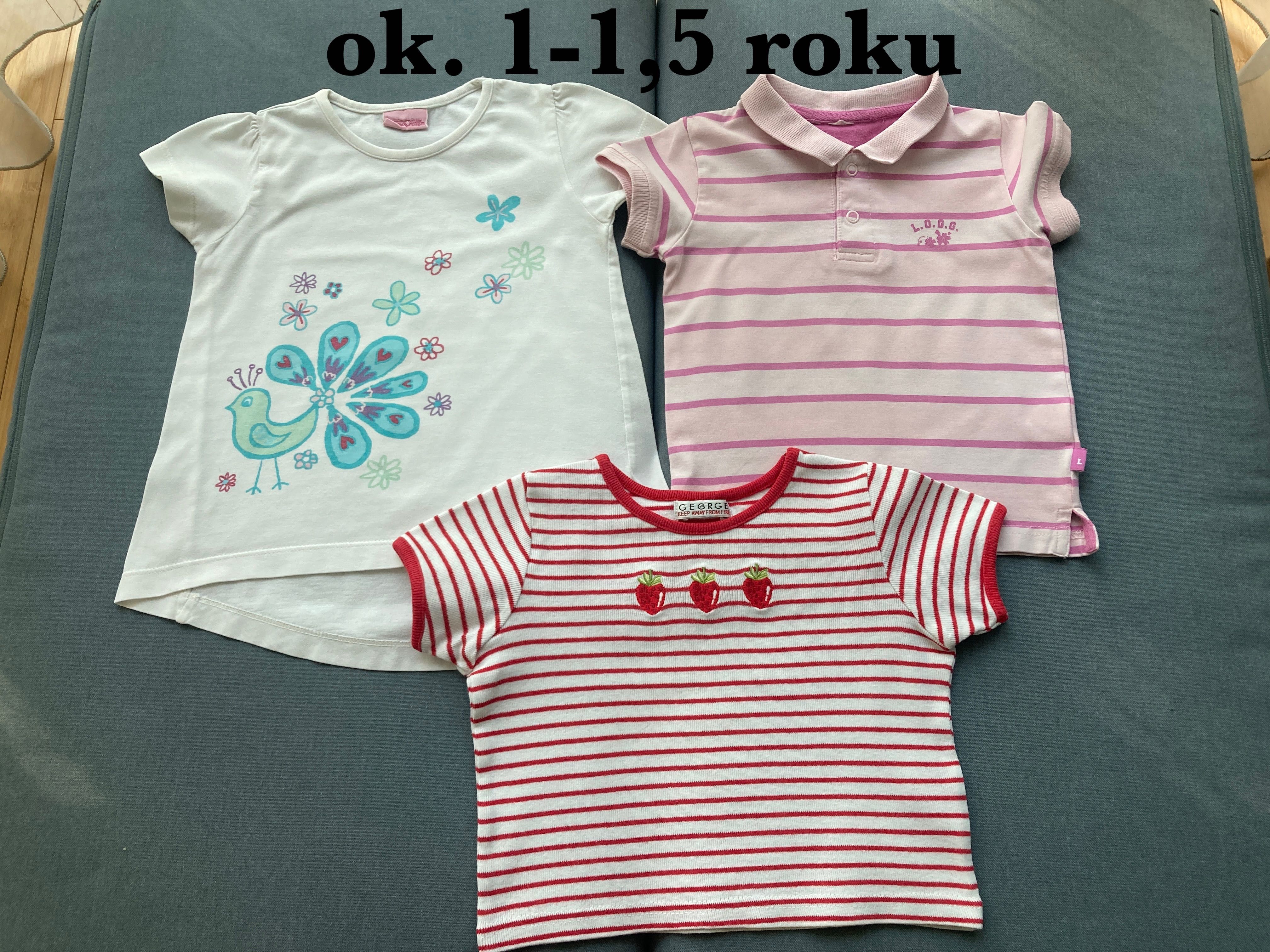 3 koszulki (2 t-shirt, 1 polo) dla dziewczynki 80-86 cm H&M George