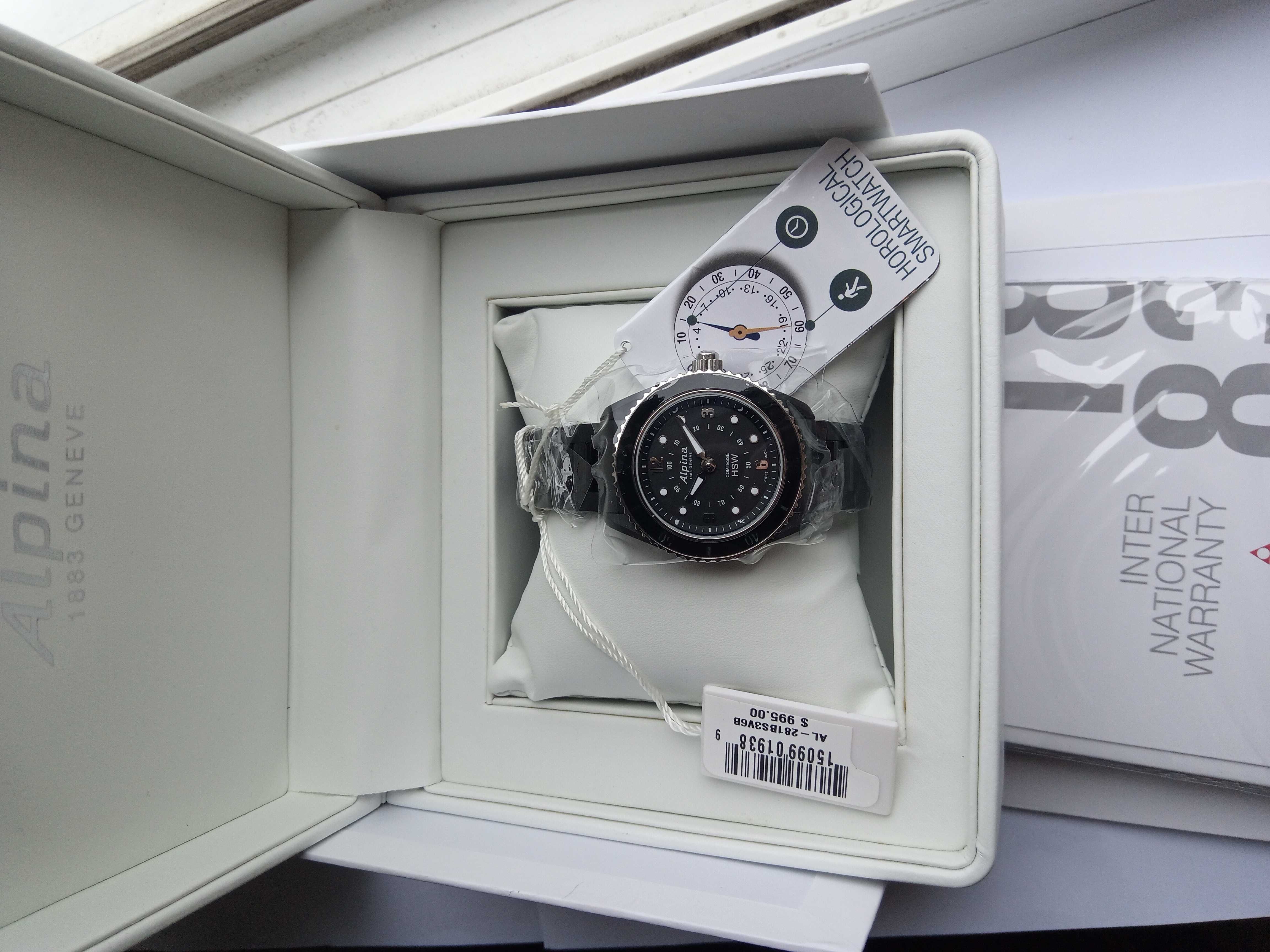 Шикарные швейцарские женские умные часы Alpina AL-281BS3V6B, сапфир