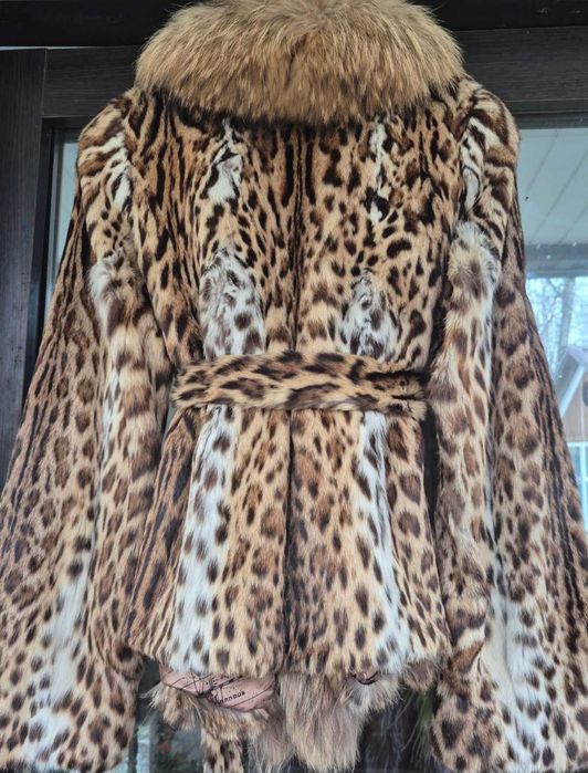 Шуба автоледі оцелот,рись оверсайз,не норка