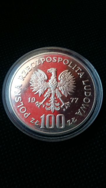 Moneta L. 100 złotych 1977 r. Zamek Królewski srebro antyk.