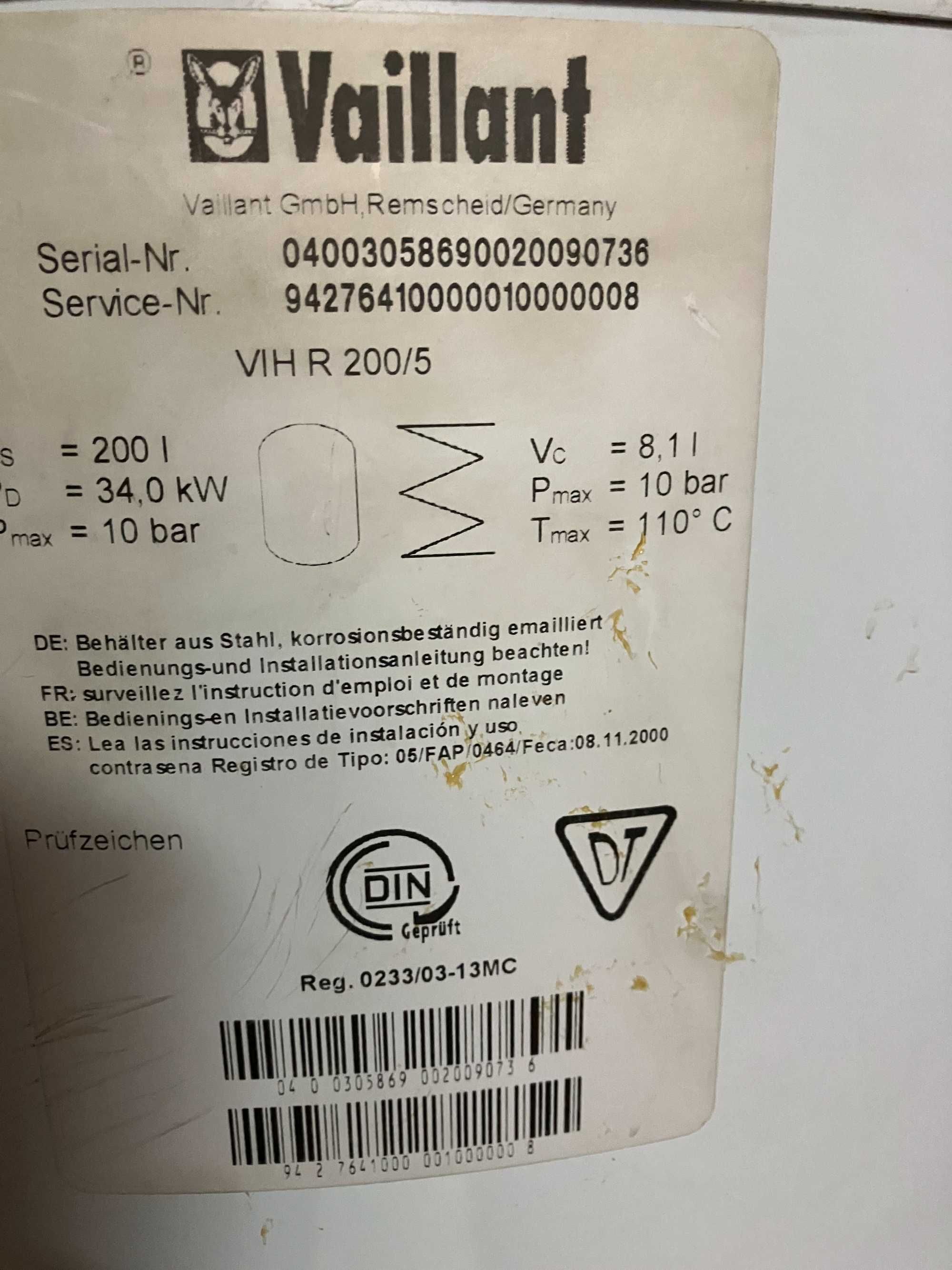 Zasobnik Vaillant poj.200l VIH R 200/5 gazowy