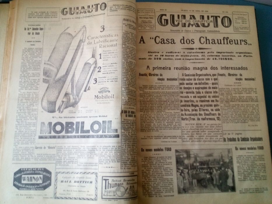 Guiauto - voz chauffer - semanarios automoveis 1930 - raros