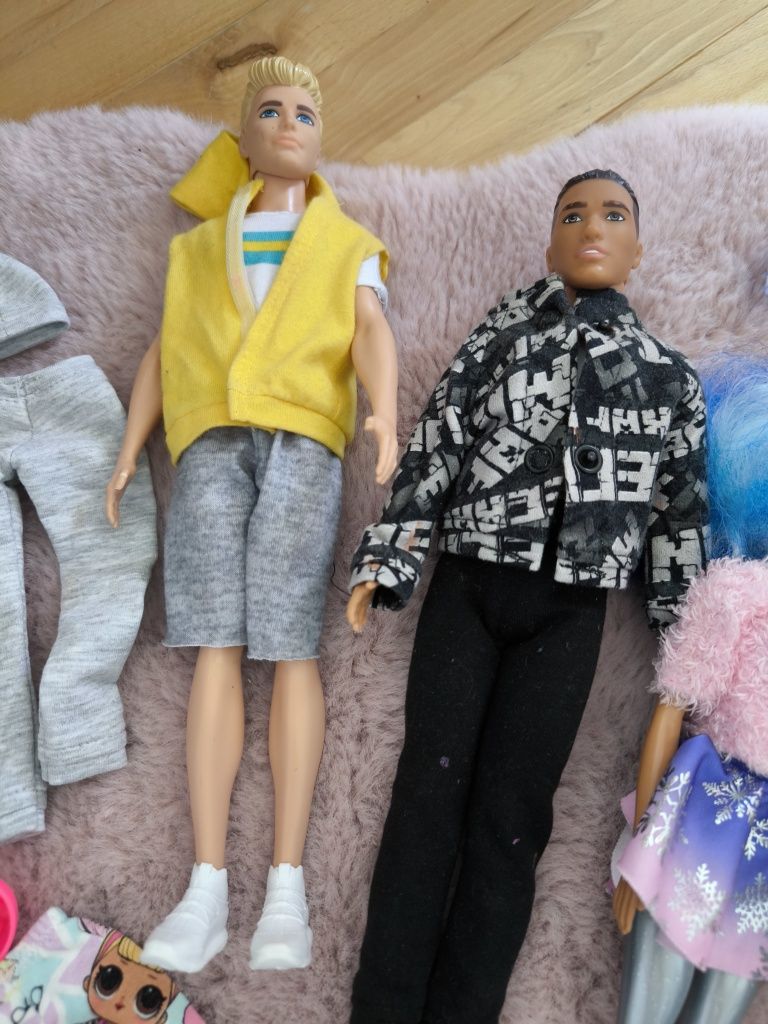 ZESTAW, 3 x LALKA LALKI BARBIE, 2 x KEN ubranka akcesoria