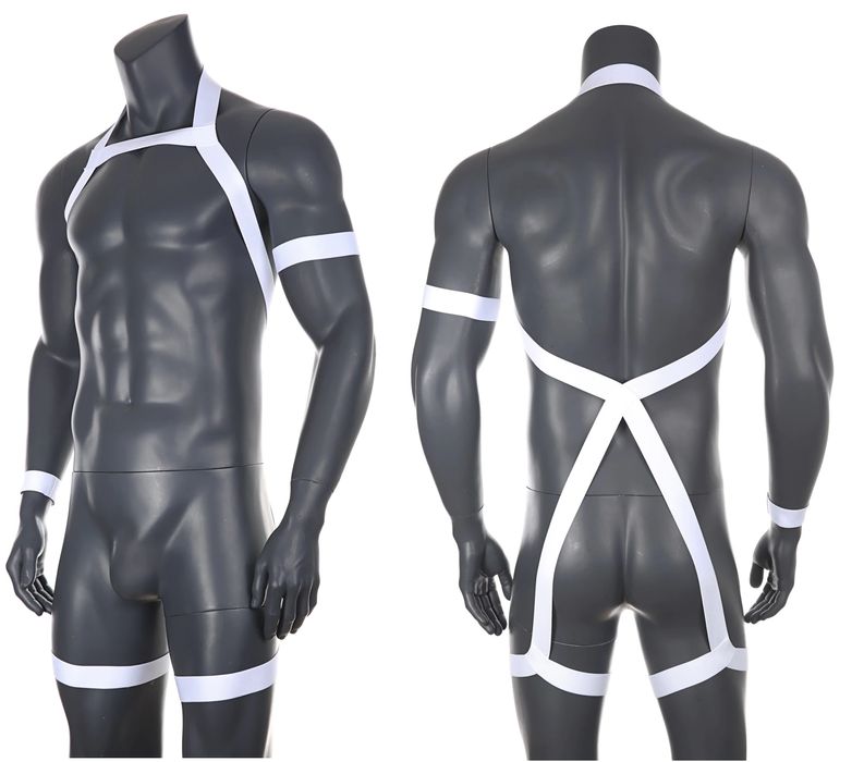 Męska elastyczna uprząż harness na klatkę i uda + opaski na ręce