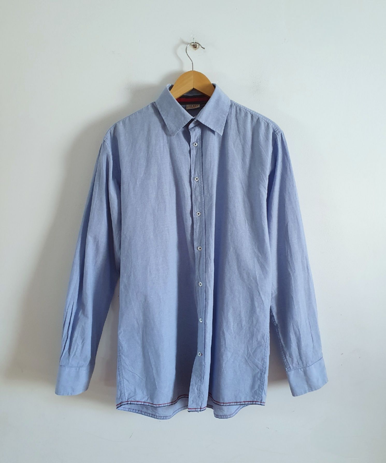 Niebieska bawełniana koszula męska casual bawełna cotton Livergy M/L
