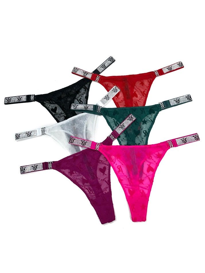 Жіночі трусики Victoria's Secret прописні зі стразами стрінги бразиліа