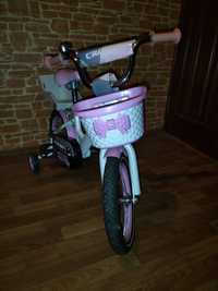 Четырех колесный двухколёсный велосипед детский розовый 3 4 5 6 лет