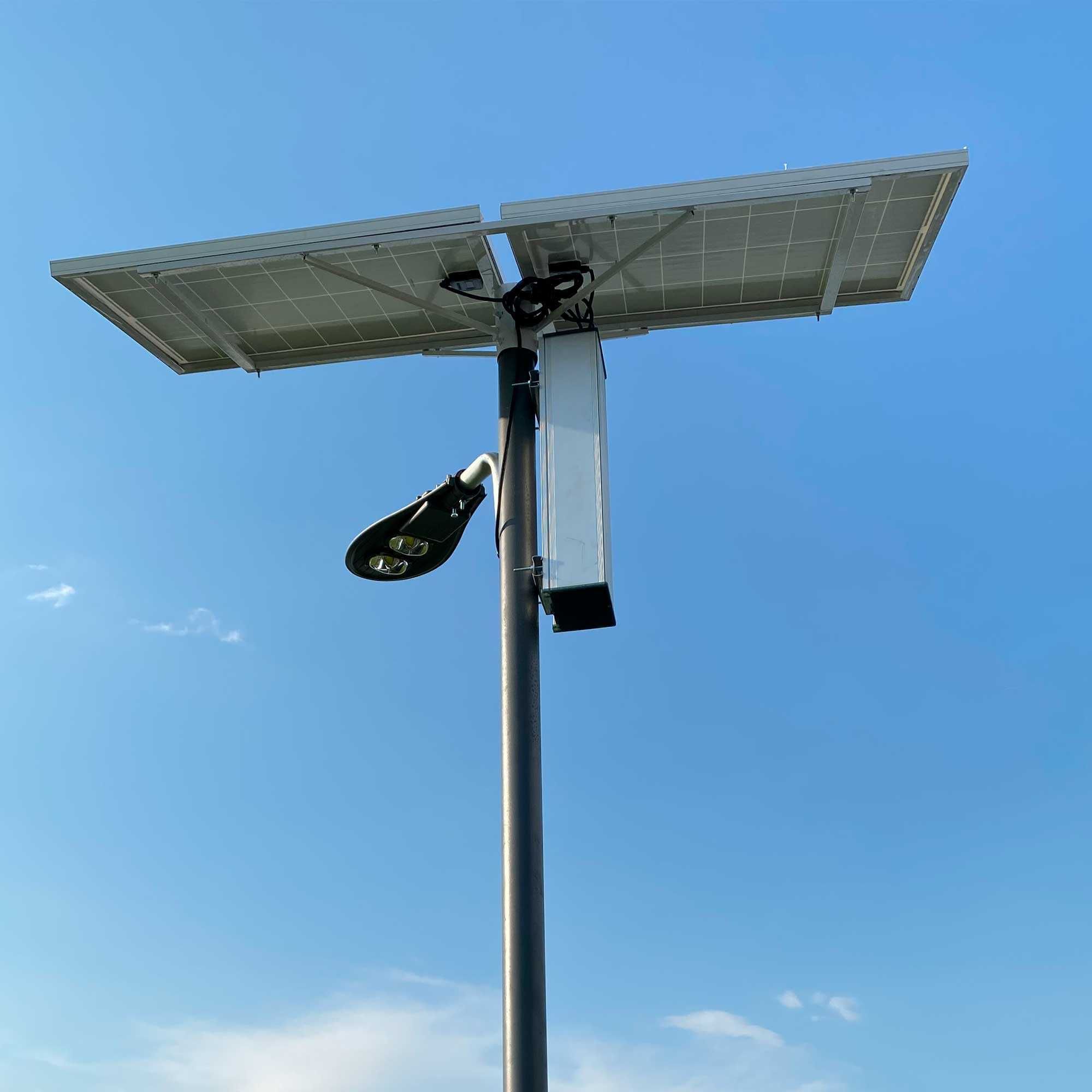 Lampa uliczna solarna z akumulatorem, panele 160W, 2xLED 80W, 60Ah