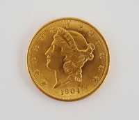 Kolekcjonerska złota moneta 20 Dolarów - 1904 rok - dobry stan