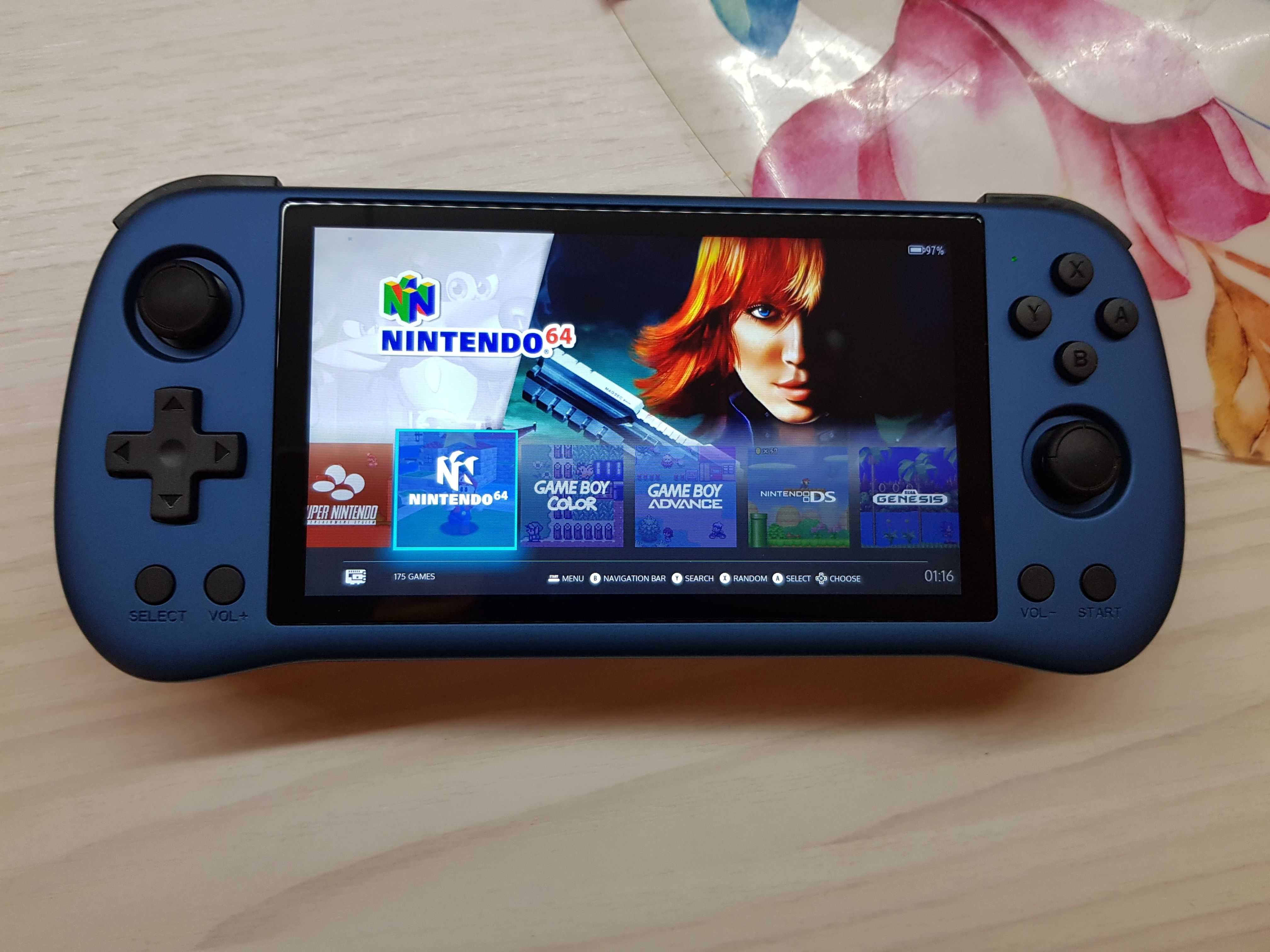NOWA Konsola PowKiddy X55 emulacja 10000 gier NES SNES GBA PSP PS1 N64