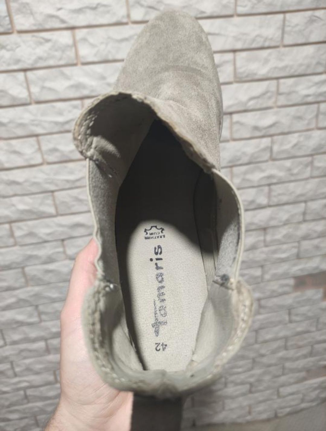 Tamaris Ботинки серые челси замшевые 40 - 41 р 27 см кожаные черевики