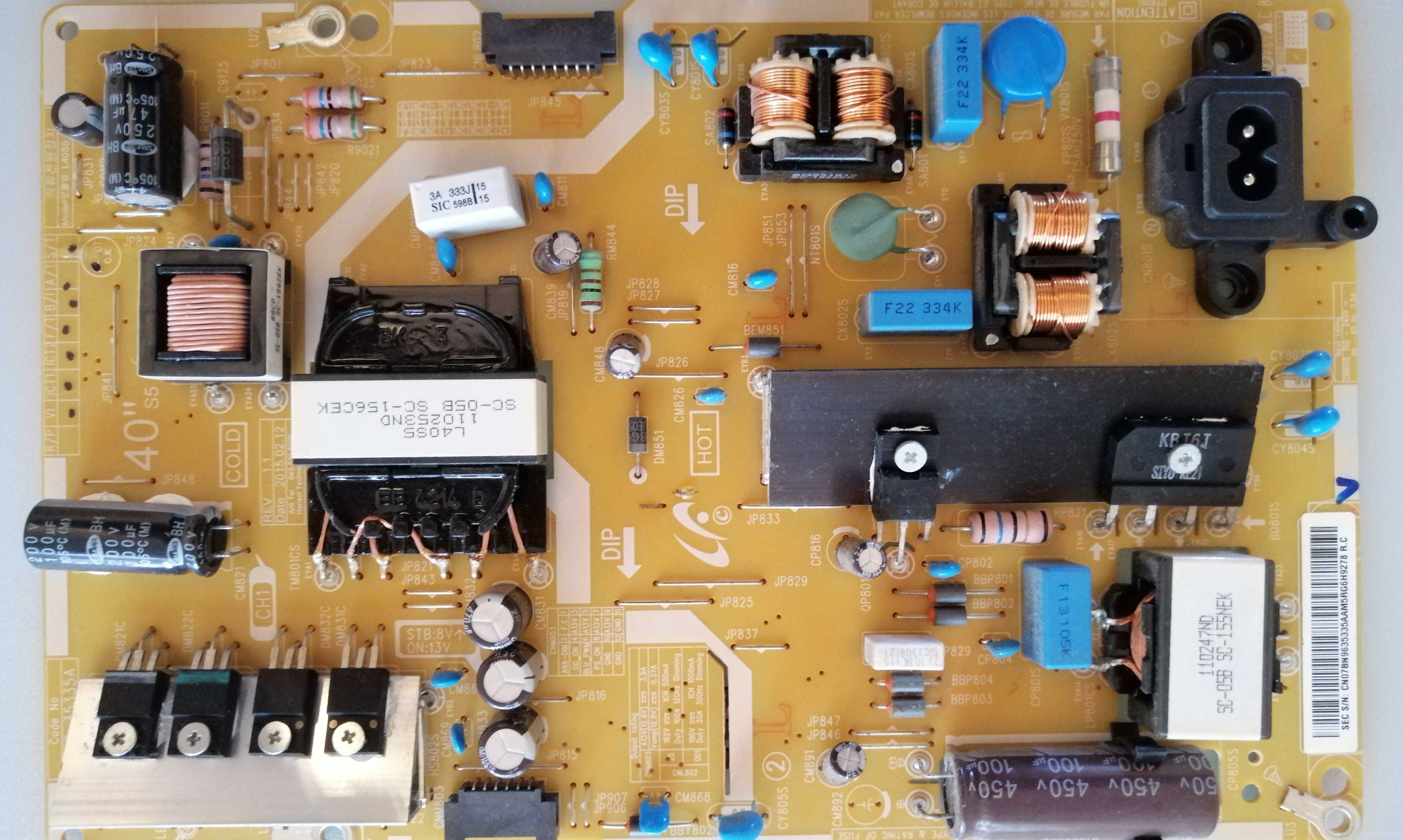 Fonte BN 9 6-3 5 3 3 5 A de tv Samsung UE 4 0 JU 6 0 0 0 K