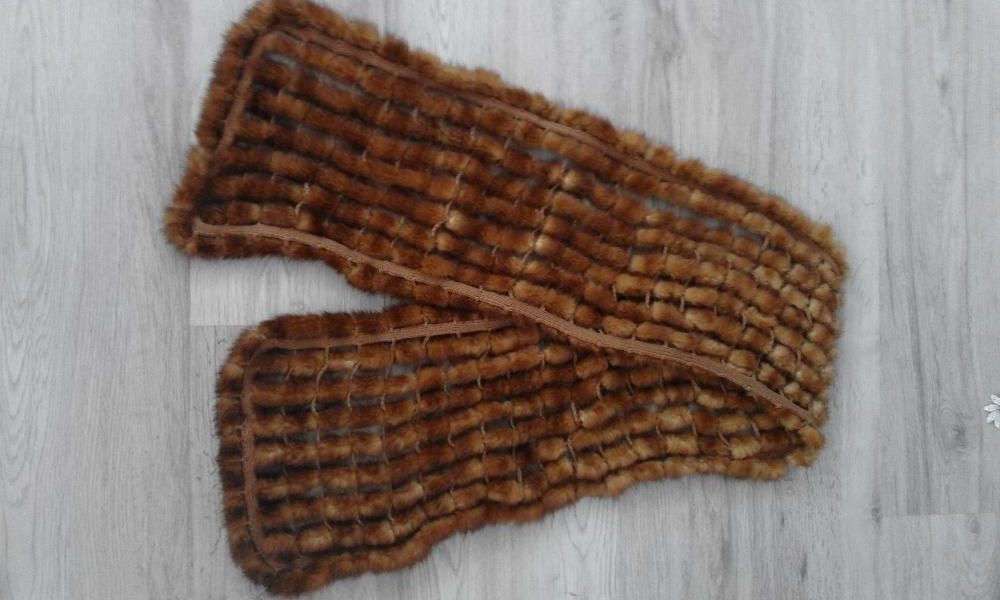 Шарф накидка из вязаной норки