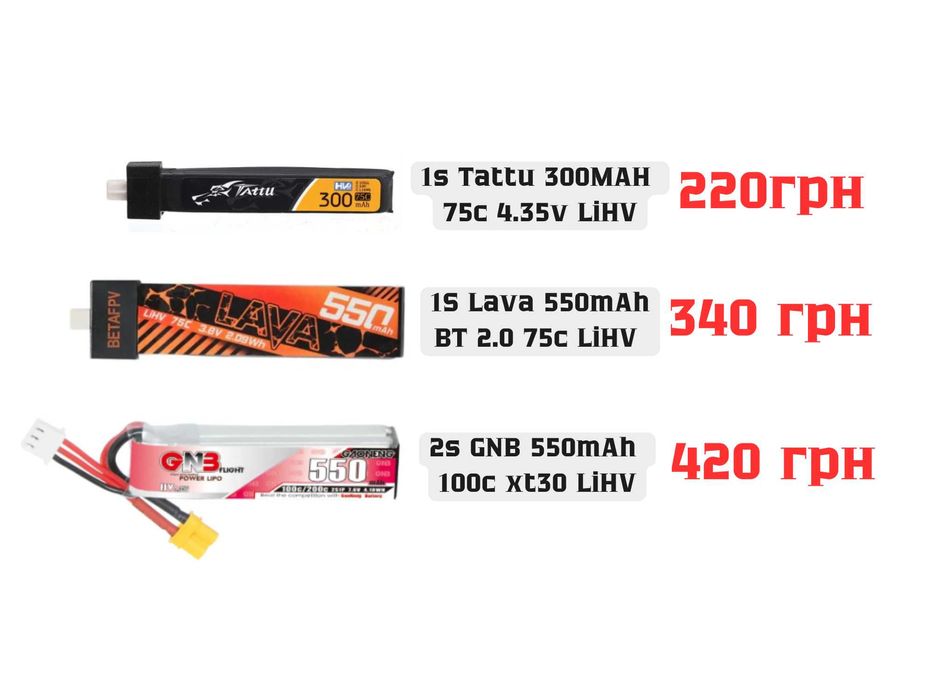Акамулятори 1s Tattu 300MAH / 1s Lava 550mAh /2s GNB 550mAh