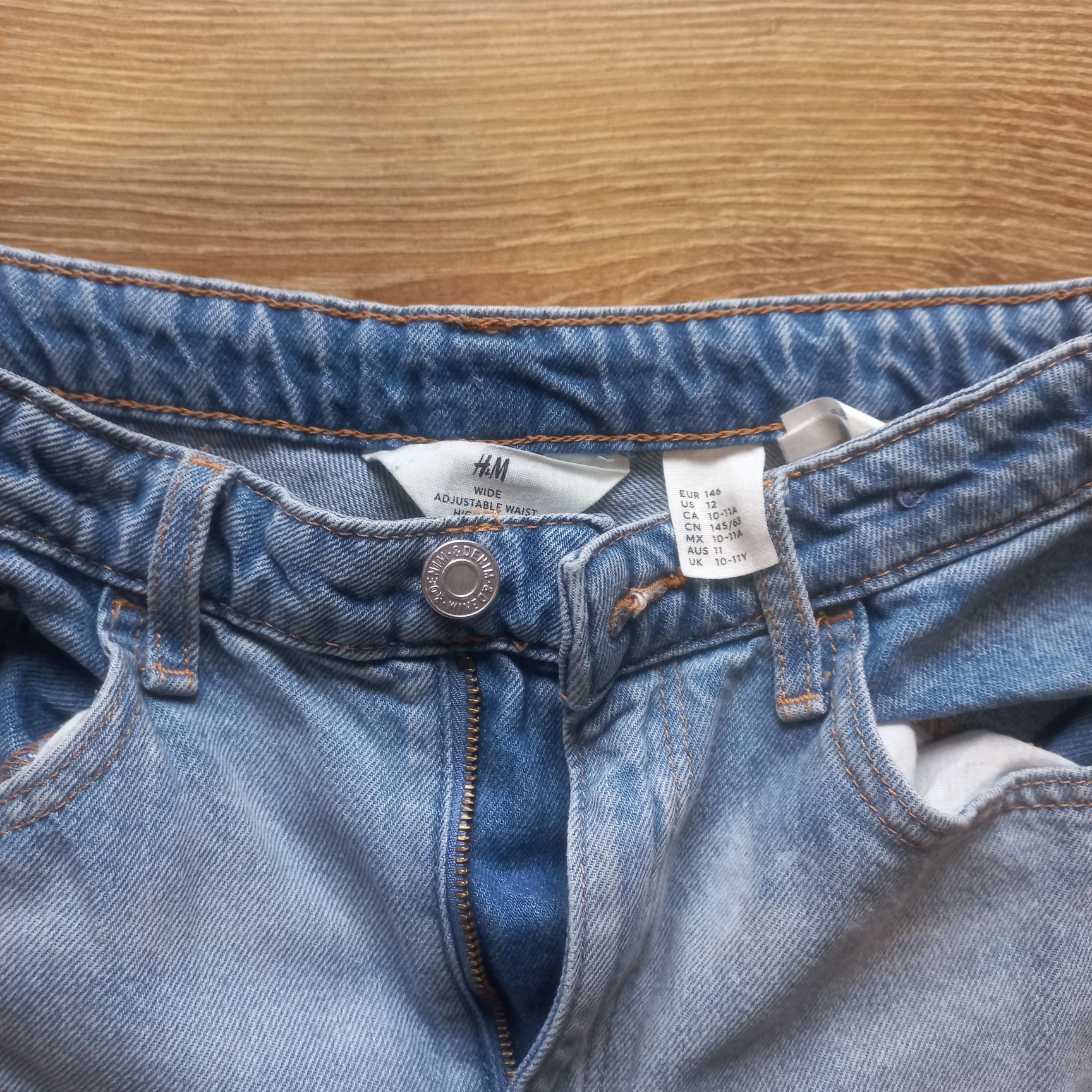 Spodnie jeans bojówki dziewczęce 146 h&m