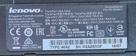 Stacja dokująca lenovo 40A2 z zasilaczem