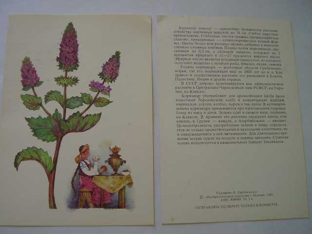 Набор  открыток  из истории пряных растений 16 шт.