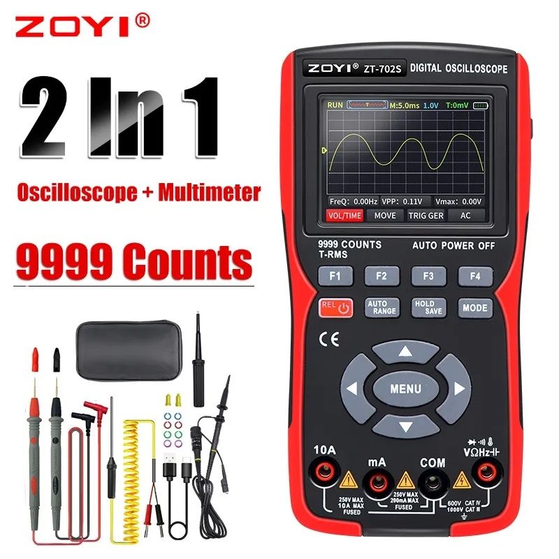 ZOYI ZT-702S (PRO) осцилограф 10MHz, мультиметр True RMS, Li-Ion 18650