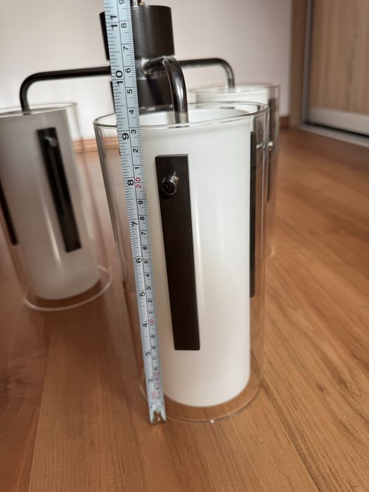 Lampa wisząca 3 klosze biała z brązem