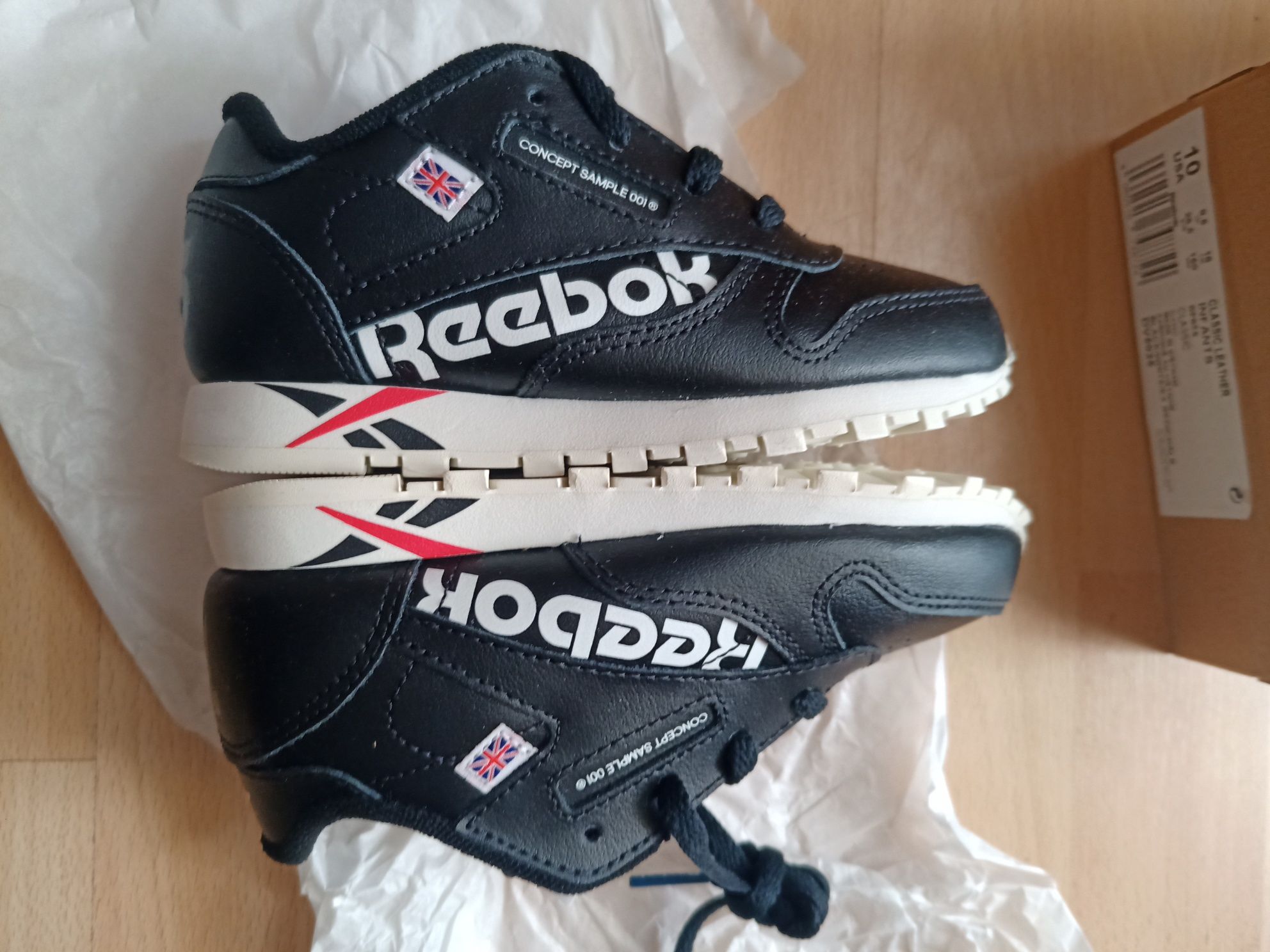 Reebok classic leather 26,5 wkładka 17,5 cm czarne buty skóra naturaln