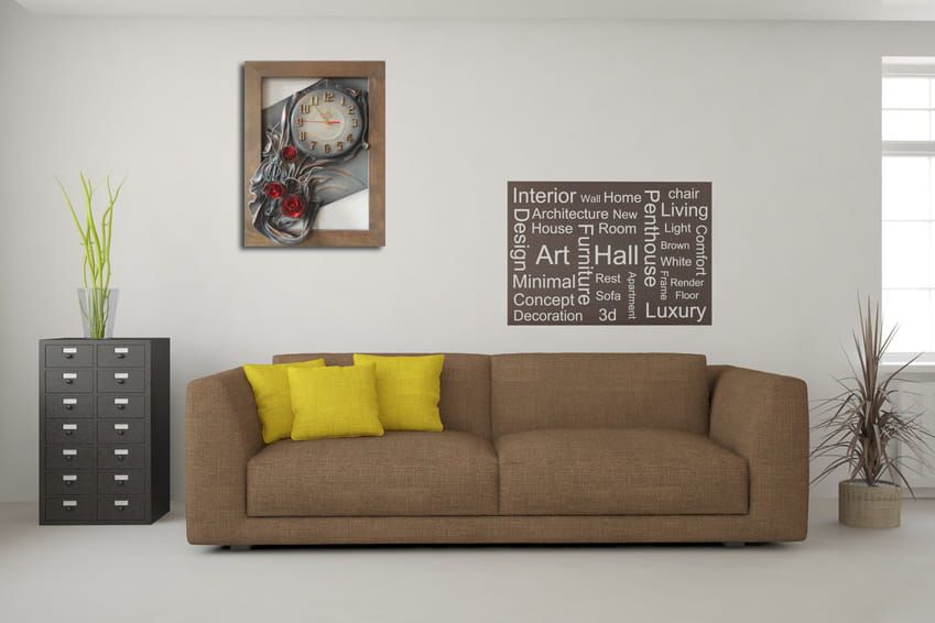 Stylowy zegar szara kolorystyka, czerwone róże, drewniana rama GRAWER