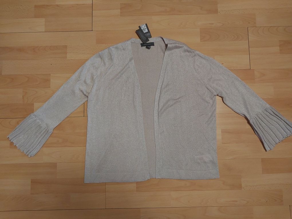 Nowa elegancka narzutka srebrna 42 44 46  bolerko  sweterek zakiet